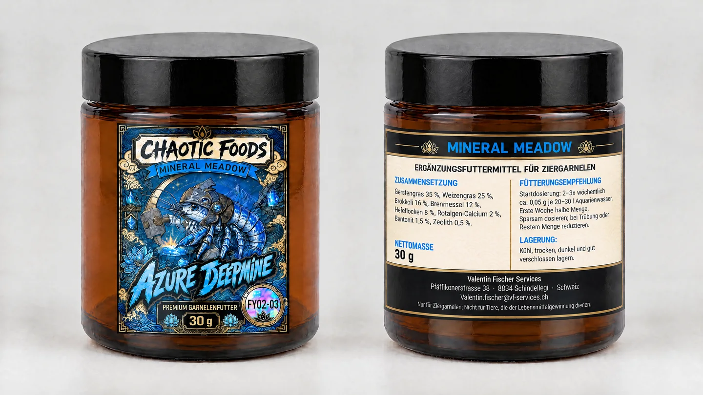 Originales R005-Design-Mockup MINERAL MEADOW, 30 g: Vorderseite und Rückseite