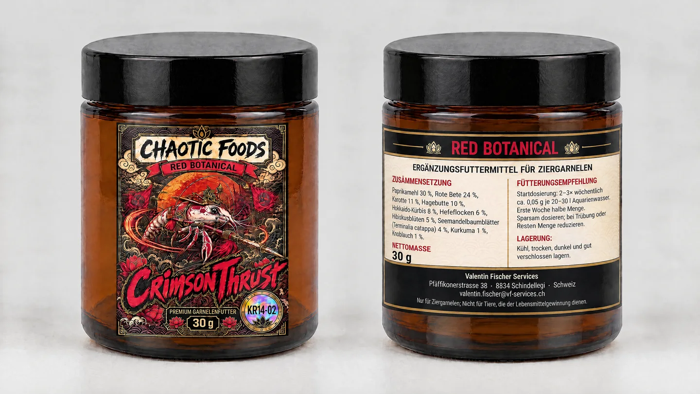 Originales R005-Design-Mockup RED BOTANICAL, 30 g: Vorderseite und Rückseite